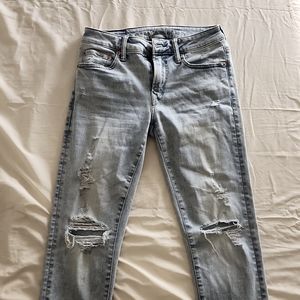 American Eagle Light Blue Skinny Torn Jeans